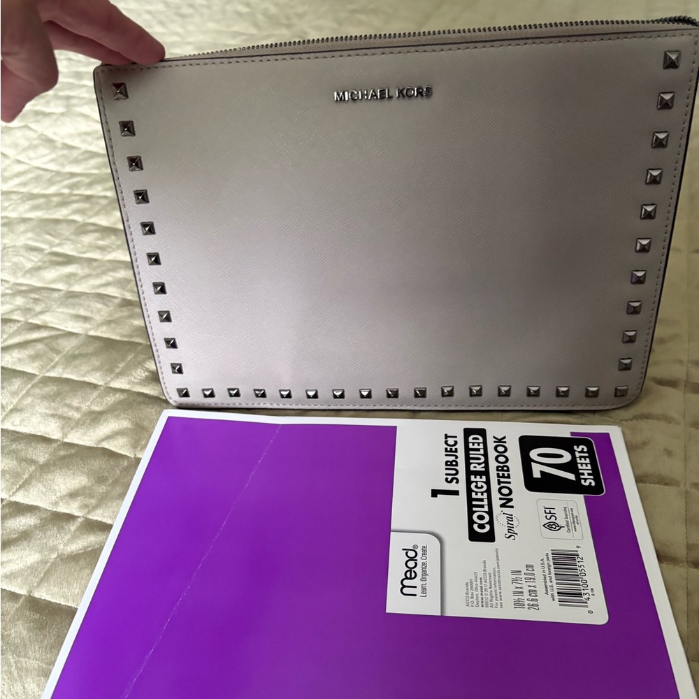 Michael Kors Ava Studded Large Convertible Leather Clutch
